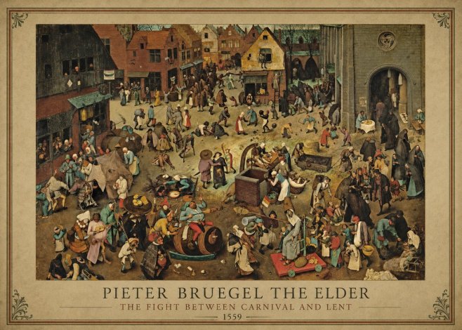 Pieter Bruegel The Fight Between Carnival and Lent I No1 - Poster