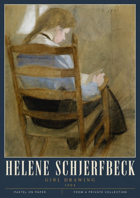 Helene Schjerfbeck Girl Drawing No4 - Poster