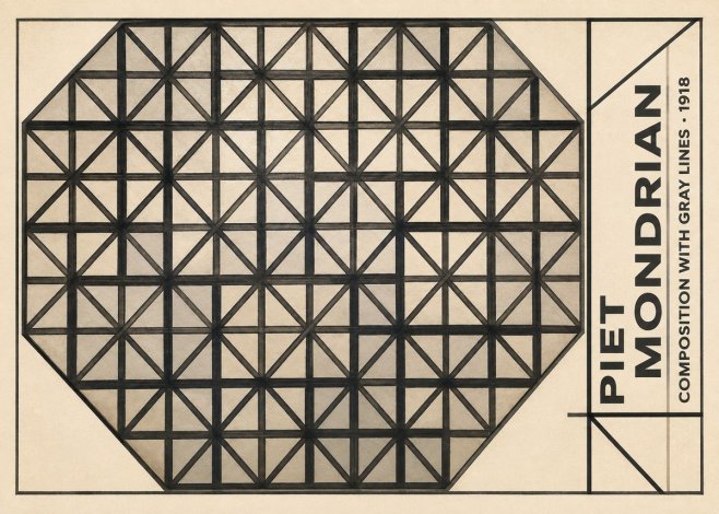 Piet Mondrian Composition with Gray Lines No5 - Poster