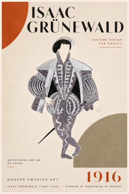 Isaac Grünewald Costume Design for Hamlet No5 - Poster