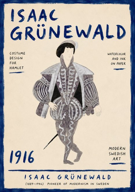 Isaac Grünewald Costume Design for Hamlet No6 - Poster