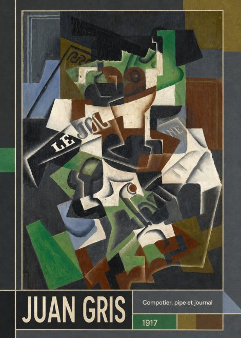 Juan Gris Compotier, Pipe Et Journal No6 - Poster