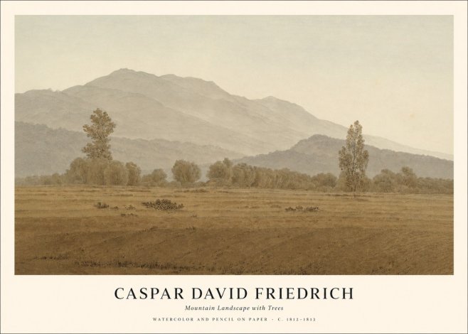 Caspar David Friedrich Mountain Landscape with Trees No1 - Poster