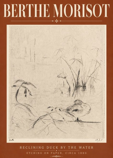 Berthe Morisot Reclining Duck by the Water No6 - Poster