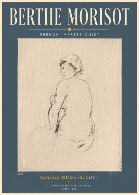 Berthe Morisot Seated Nude (Study) No6 - Poster