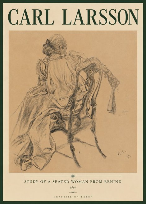 Carl Larsson Study of a Seated Woman from Behind No4 - Poster