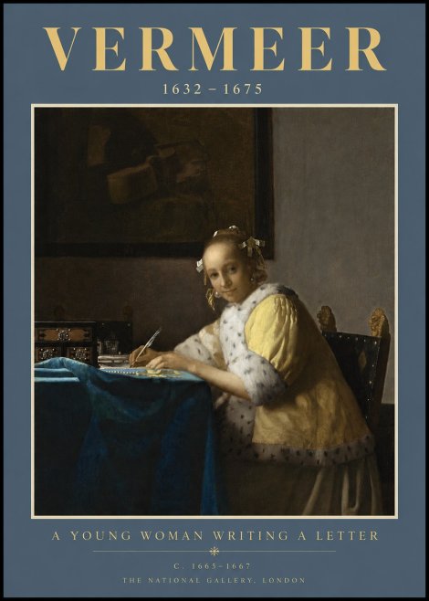 Vermeer A Young Woman Writing a Letter No2 - Poster
