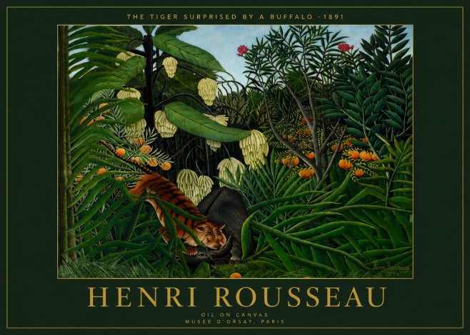 Rousseau The Tiger Surprised by a Buffalo No4 - Poster