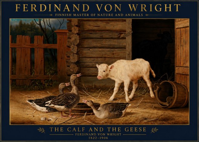 Ferdinand von Wright The Calf and the Geese No4 - Poster