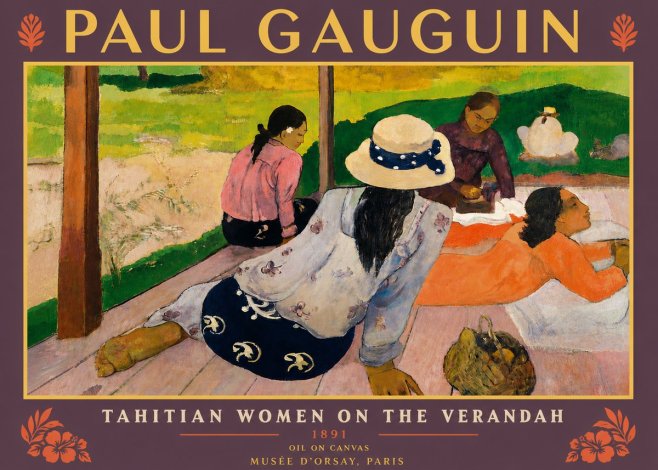 Paul Gauguin Tahitian Women on the Verandah No5 - Poster
