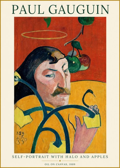 Paul Gauguin Self-portrait with Halo and Apples No1 - Poster