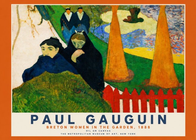 Paul Gauguin Breton Women in the Garden, 1888 No2 - Poster