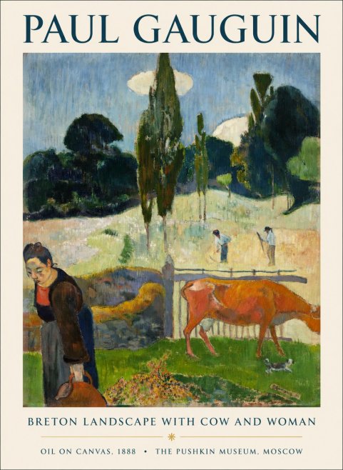 Paul Gauguin Breton Landscape with Cow and Woman No1 - Poster