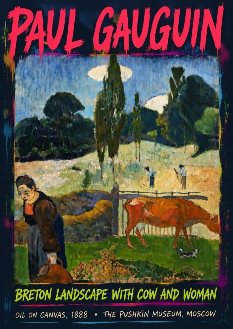 Paul Gauguin Breton Landscape with Cow and Woman No6 - Poster
