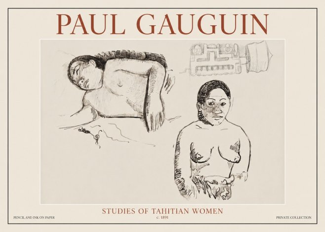 Paul Gauguin Studies of Tahitian Women No6 - Poster