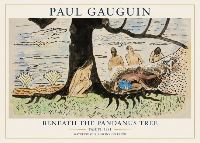 Paul Gauguin Under the Pandanus Tree (Te Nave Nave Mahana) No6 - Poster