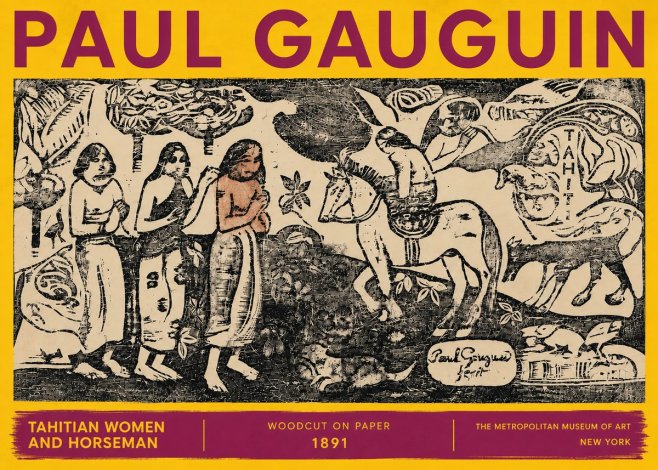 Paul Gauguin Tahitian Women and Horseman No6 - Poster