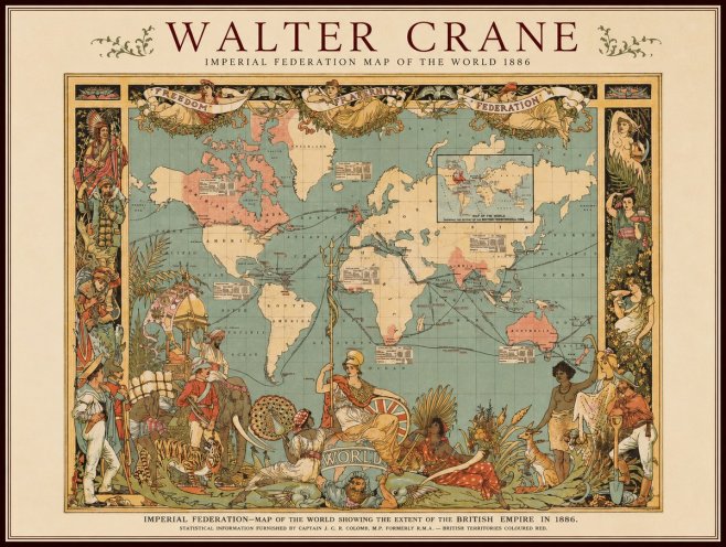 Walter Crane Imperial Federation Map of the World 1886 No1 - Poster