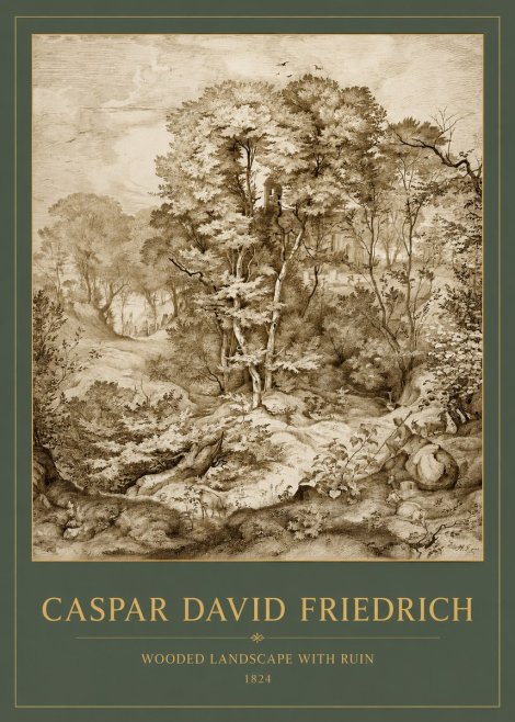 Caspar David Friedrich Wooded Landscape with Ruin No2 - Poster