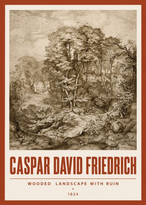 Caspar David Friedrich Wooded Landscape with Ruin No3 - Poster