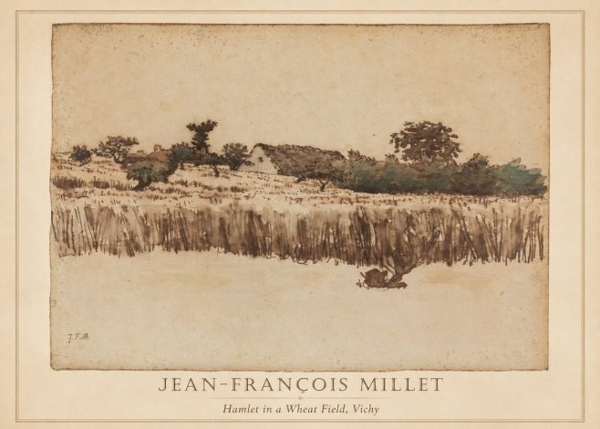 Jean-François Millet Hamlet in a Wheat Field, Vichy No2 - Poster