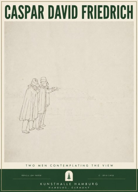 Caspar David Friedrich Two Men Contemplating the View No3 - Poster