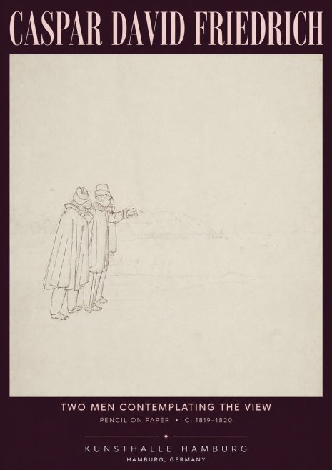 Caspar David Friedrich Two Men Contemplating the View No4 - Poster