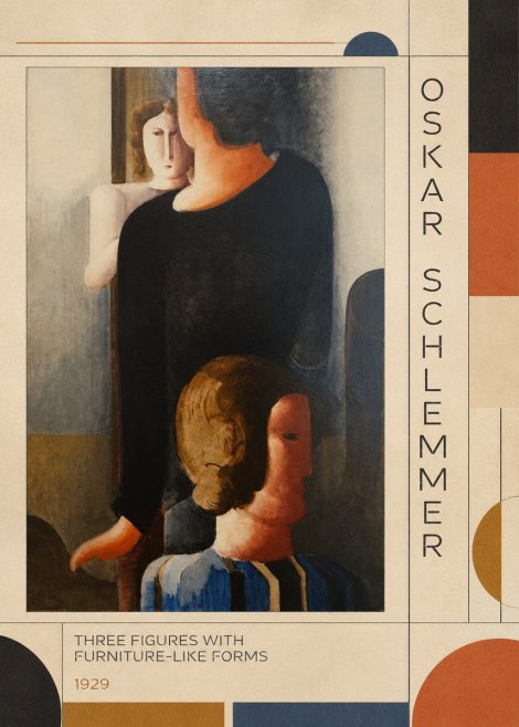 Oskar Schlemmer Three Figures with Furniture-like Forms No2 - Poster