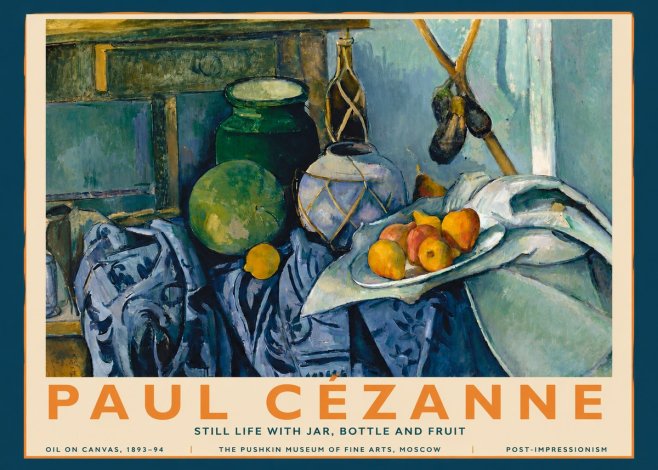 Paul Cézanne Still Life with Jar, Bottle and Fruit No3 - Poster