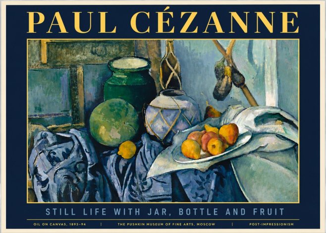 Paul Cézanne Still Life with Jar, Bottle and Fruit No6 - Poster