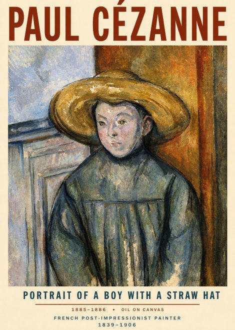 Paul Cézanne Portrait of a Boy with a Straw Hat No5 - Poster