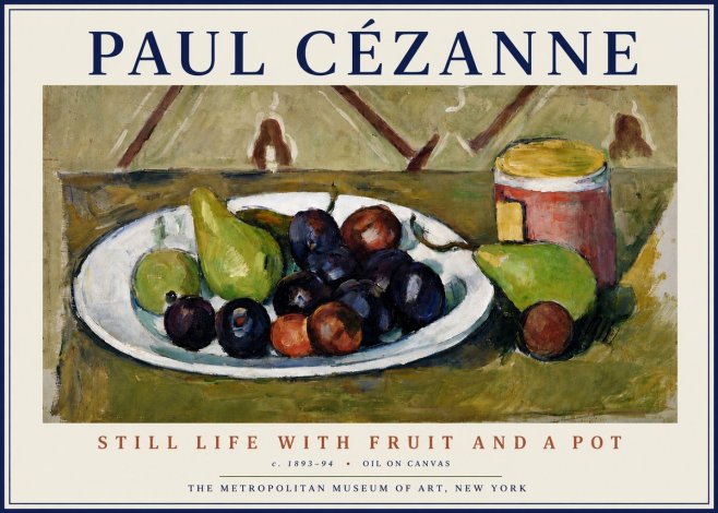 Paul Cézanne Still Life with Fruit and a Pot No5 - Poster