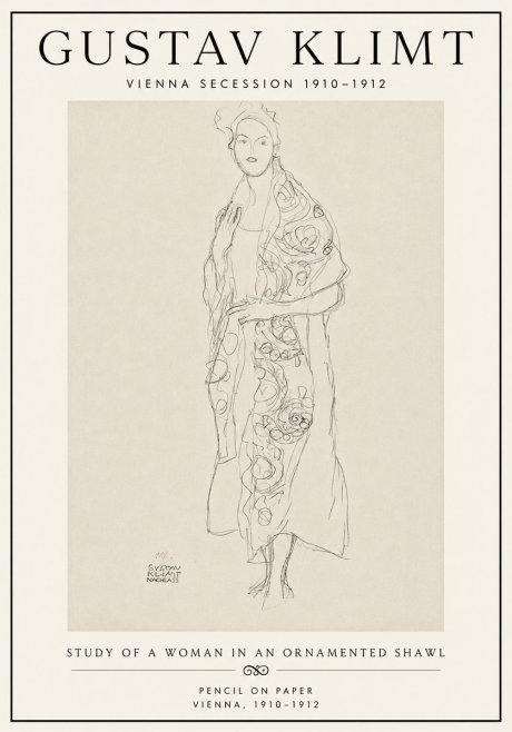 Klimt Study of a Woman in an Ornamented Shawl No6 - Poster