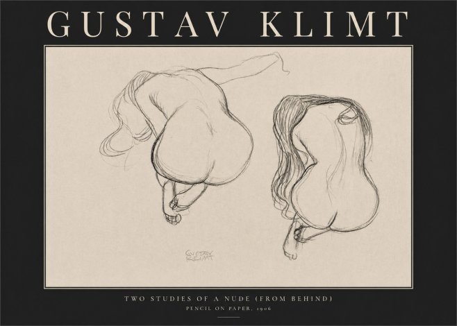 Klimt Two Studies of a Nude (from Behind) No3 - Poster