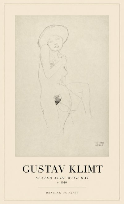 Klimt Seated Nude with Hat No1 - Poster
