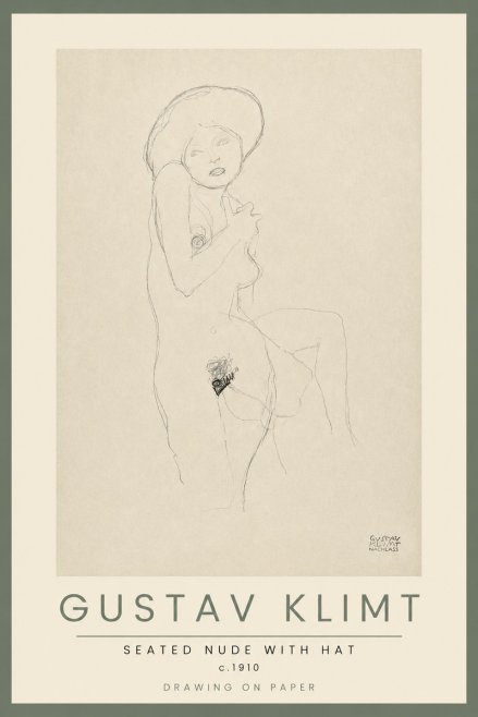 Klimt Seated Nude with Hat No2 - Poster