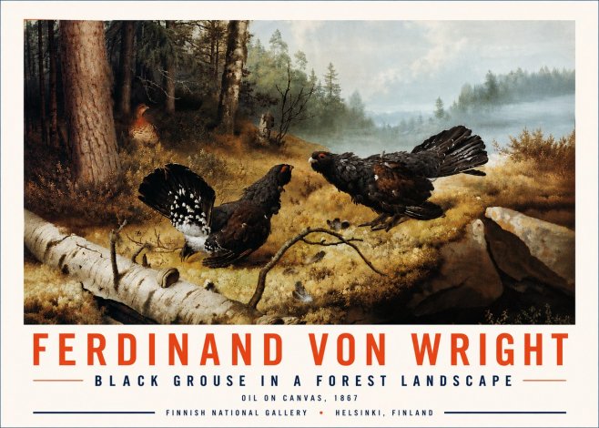 Ferdinand von Wright Black Grouse in a Forest Landscape No6 - Poster