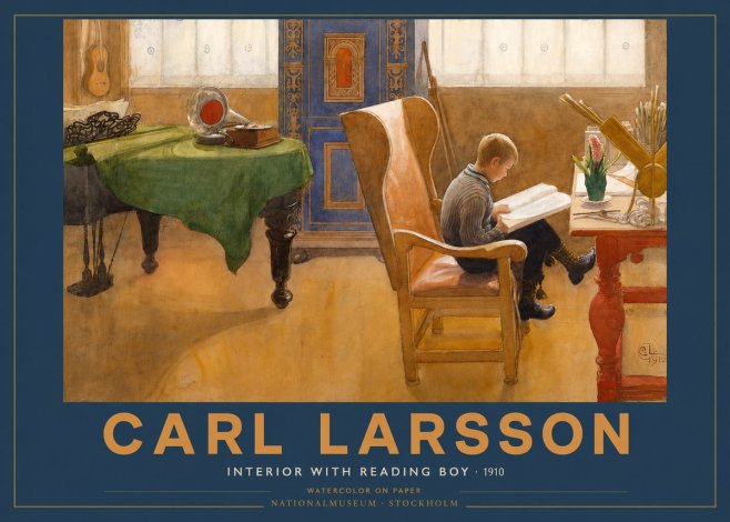 Carl Larsson Interior with Reading Boy No2 - Poster