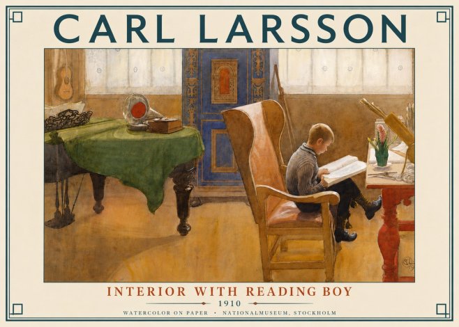 Carl Larsson Interior with Reading Boy No4 - Poster