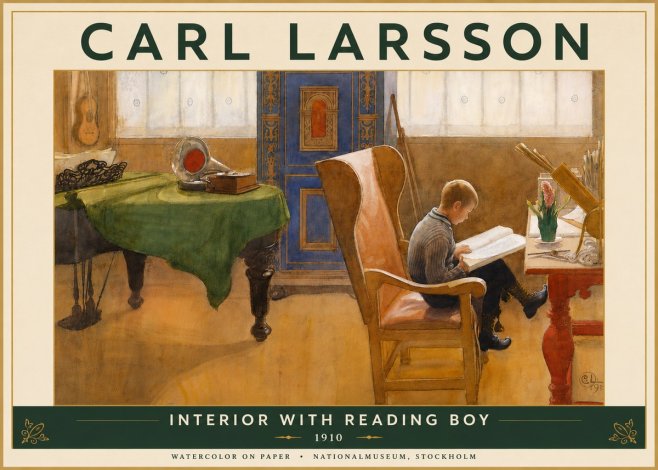 Carl Larsson Interior with Reading Boy No6 - Poster