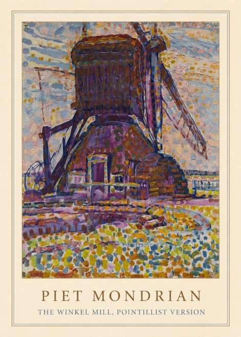 Piet Mondrian The Winkel Mill, Pointillist Version No3 - Poster