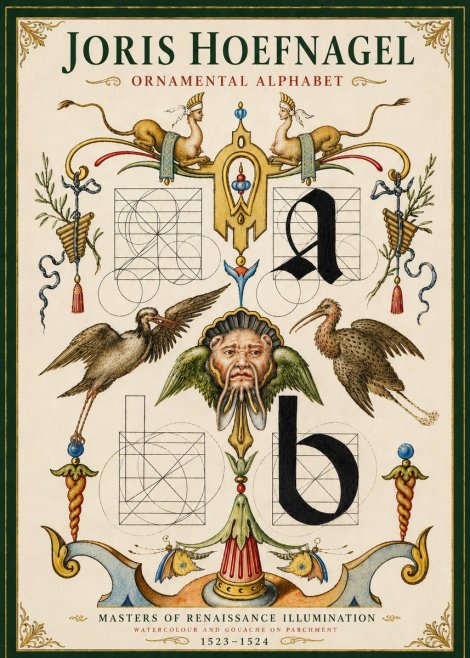 Joris Hoefnagel Ornamental Alphabet No5 - Poster