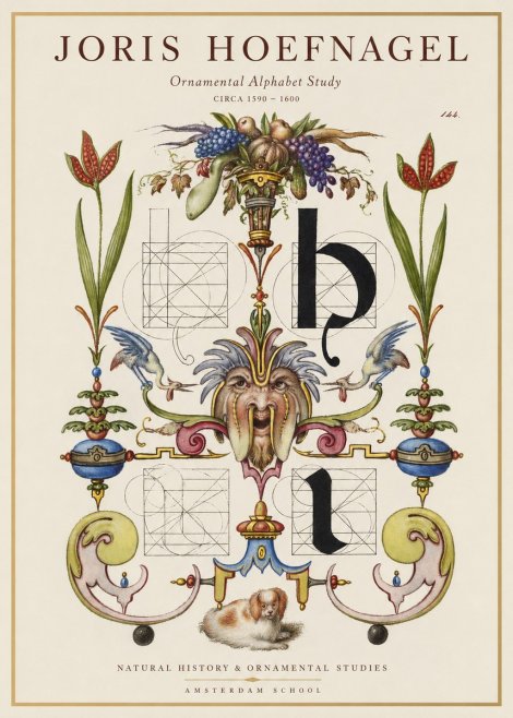 Joris Hoefnagel Floral Grotesque with Putto No2 - Poster