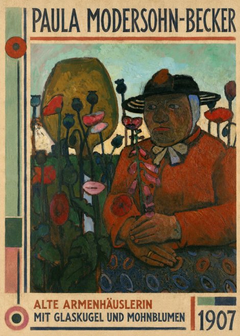 Paula Modersohn-Becker Alte Armenhäuslerin Mit Glaskugel Und Mohnblumen No1 - Poster