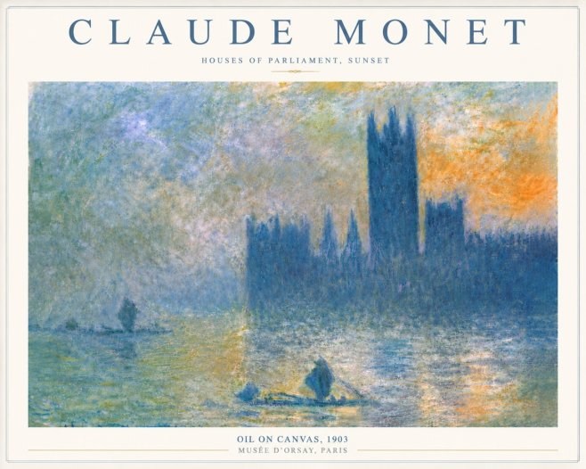 Monet Houses of Parliament, Sunset No6 - Poster