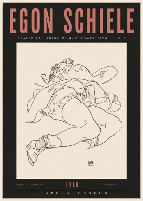 Schiele Seated Reclining Woman, Lower View No5 - Poster