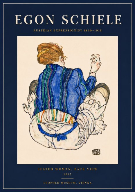 Schiele Seated Woman, Back View No6 - Poster