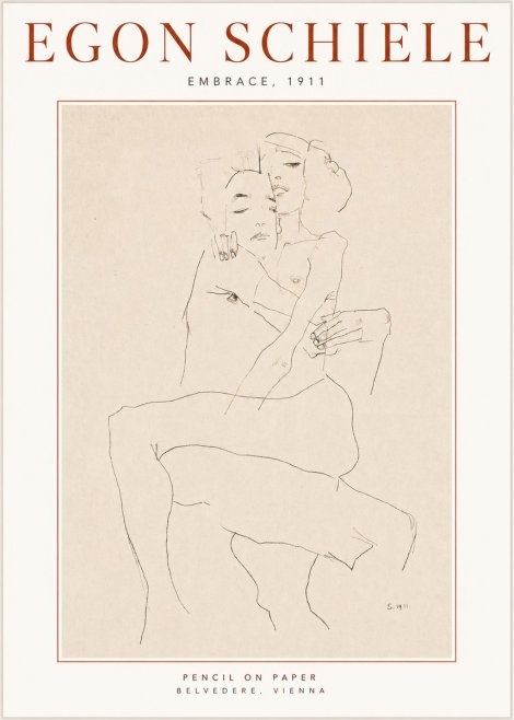 Schiele Embrace, 1911 No3 - Poster