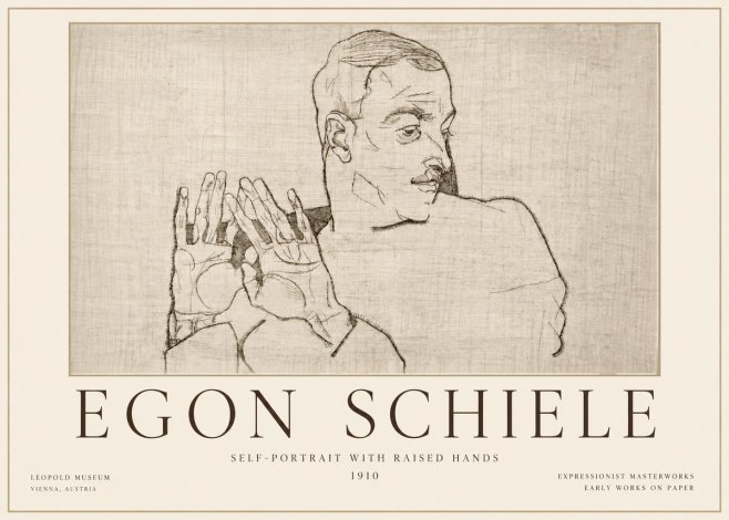 Schiele Self-portrait with Raised Hands No4 - Poster