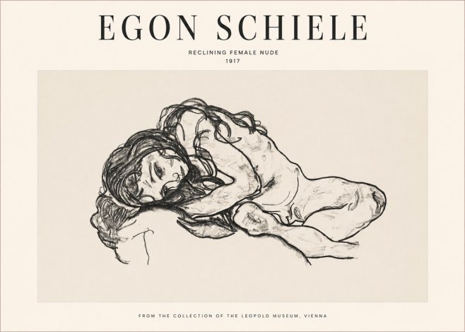 Schiele Reclining Female Nude No1 - Poster
